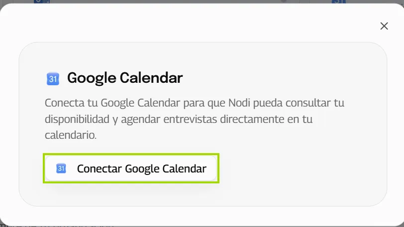 Botón Conectar Google Calendar